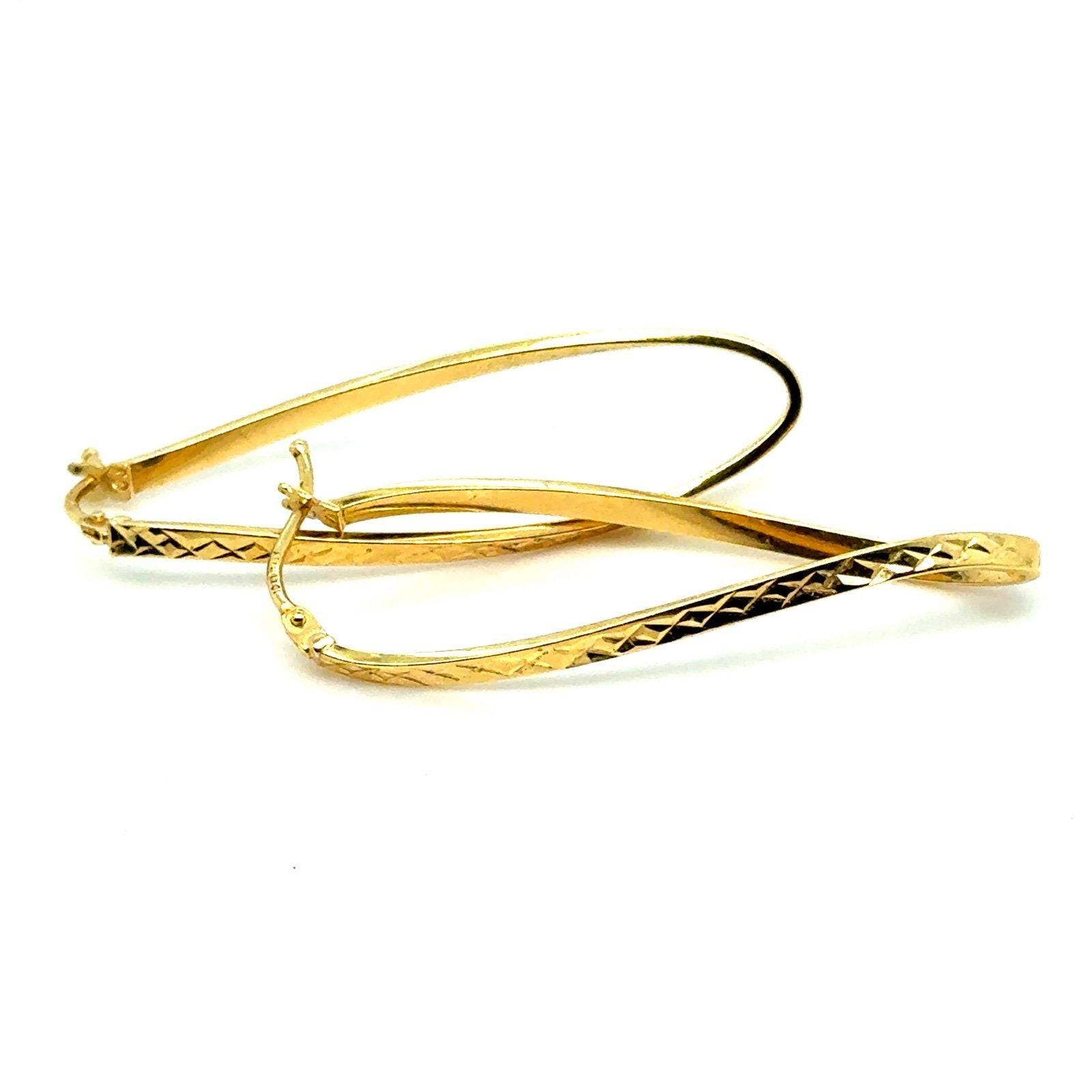 10K Italy Oval Twisted Hoops Earrings