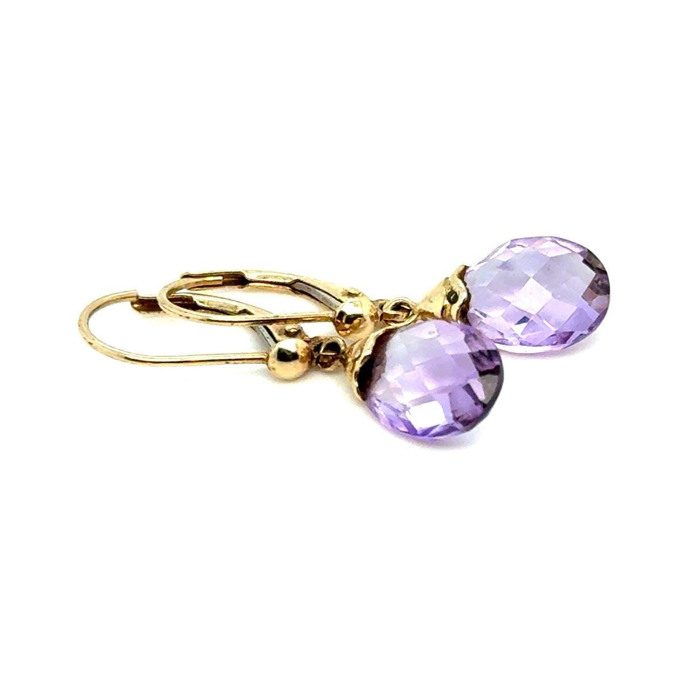 Lovely 10K Gold Briolette Amethsyt Earrings