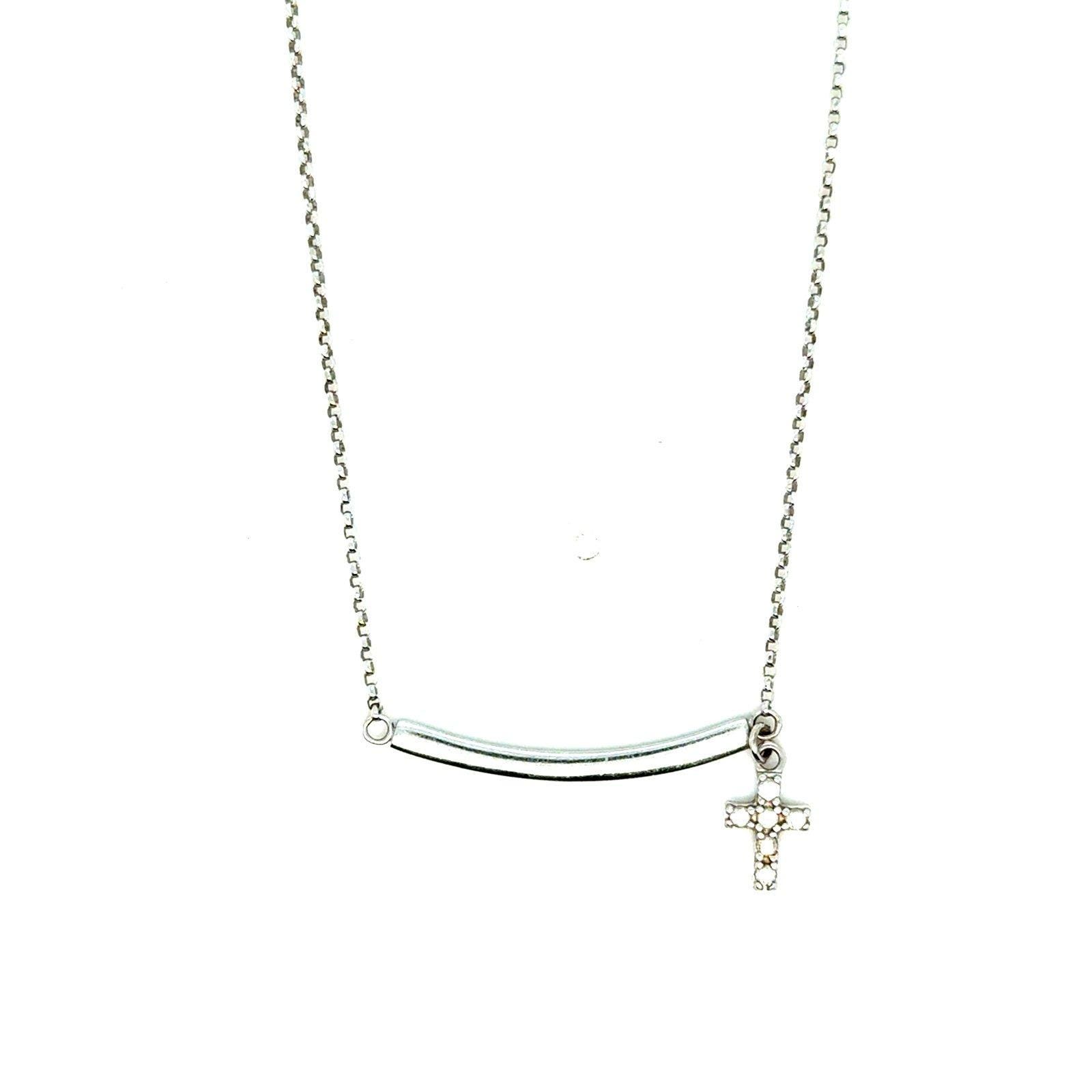 14K Gold Diamond Cross Dangle Charm Necklace