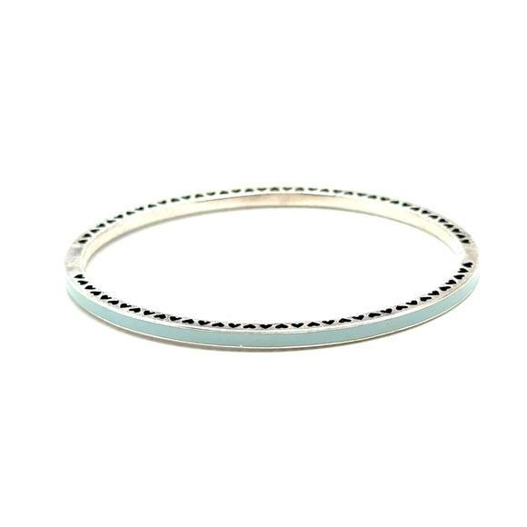 Pandora Radiant Hearts Cz/ Blue Enamel Bangle