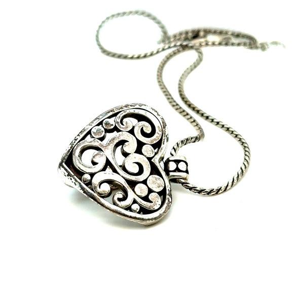 Brighton Silver Heart Filigree Pendant Necklace