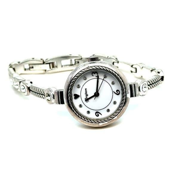 Brighton Silver-Tone Women's Bracelet Watch with White Dial