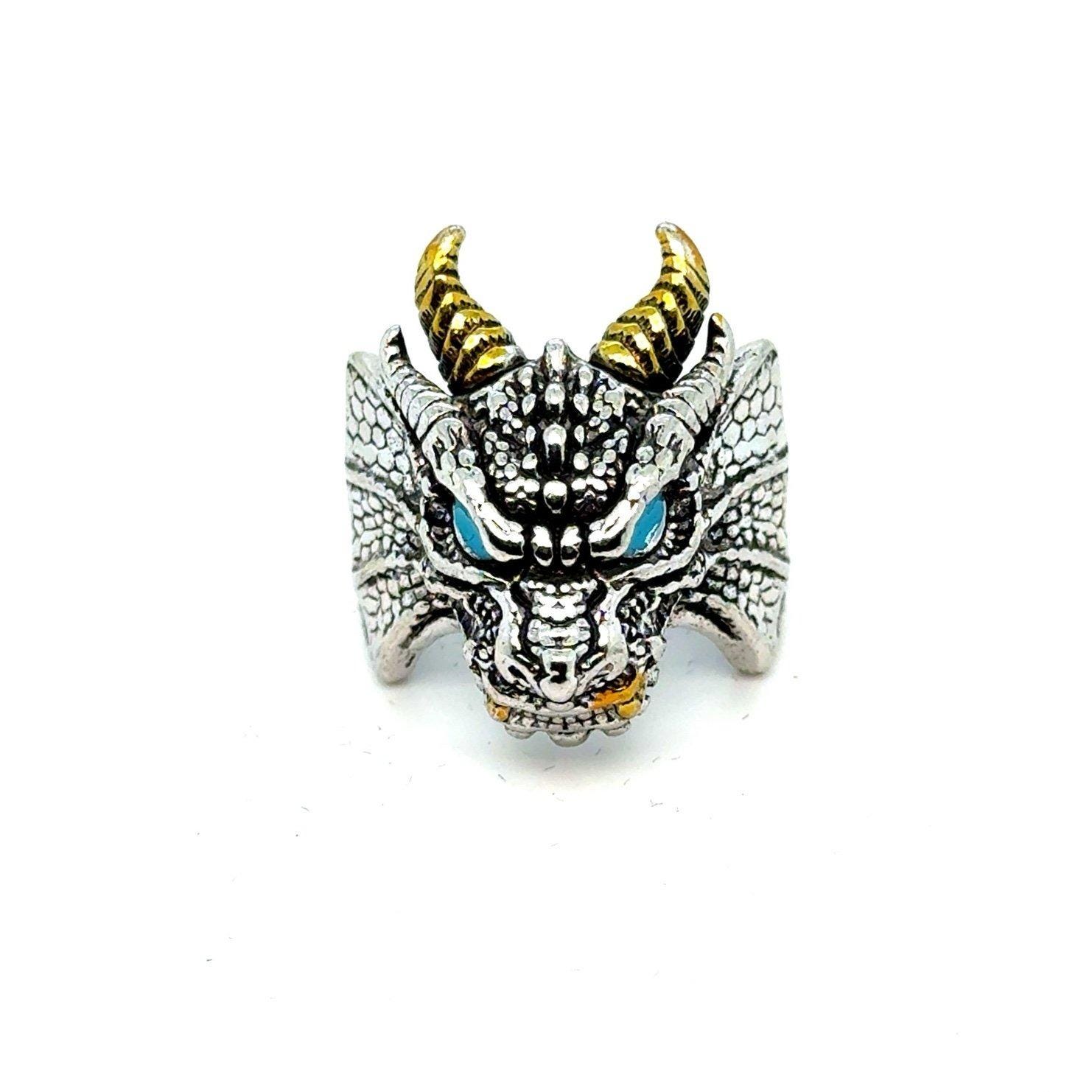 Blue Eyes Horned Dragon Ring