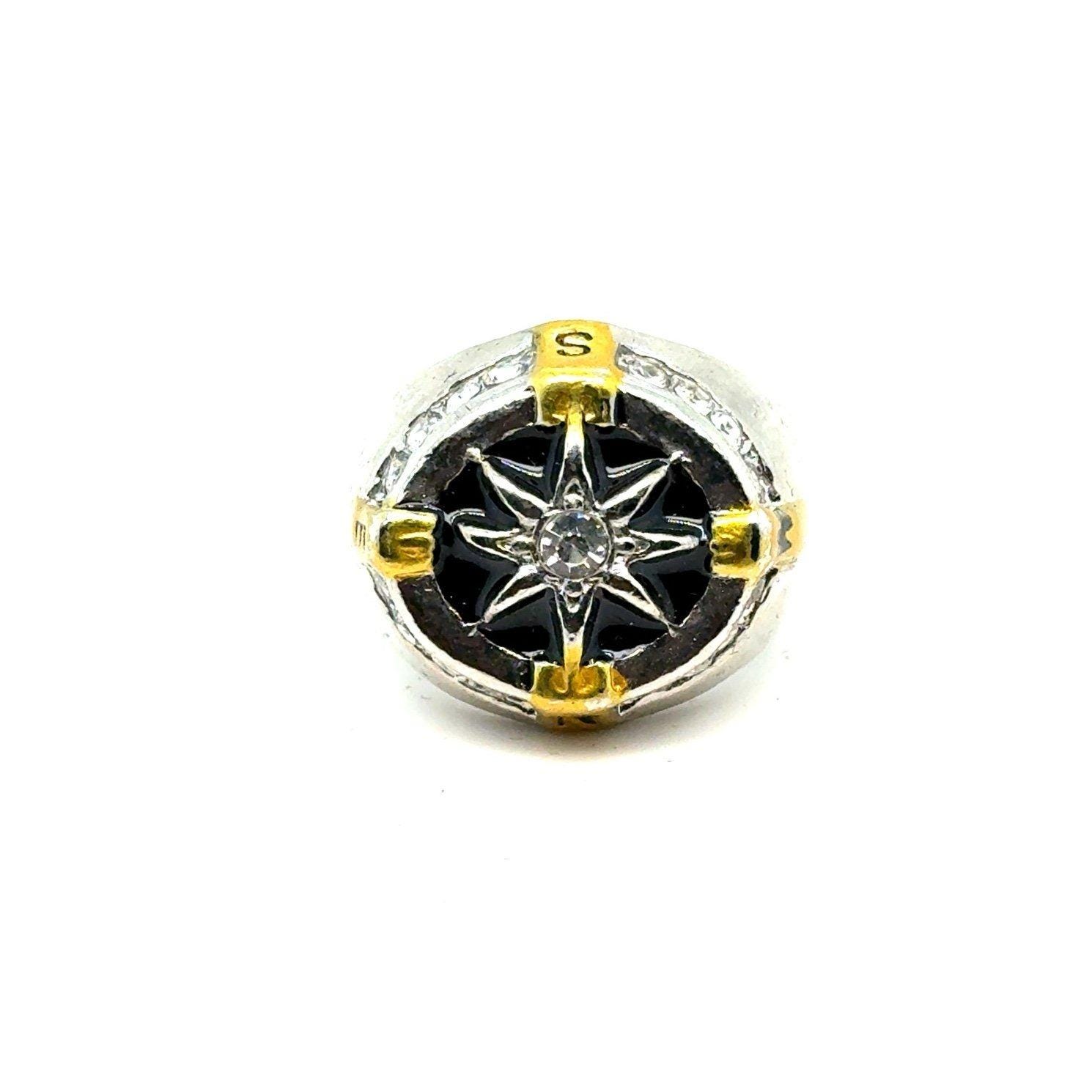 Silver With Gold Accent Compass Ring