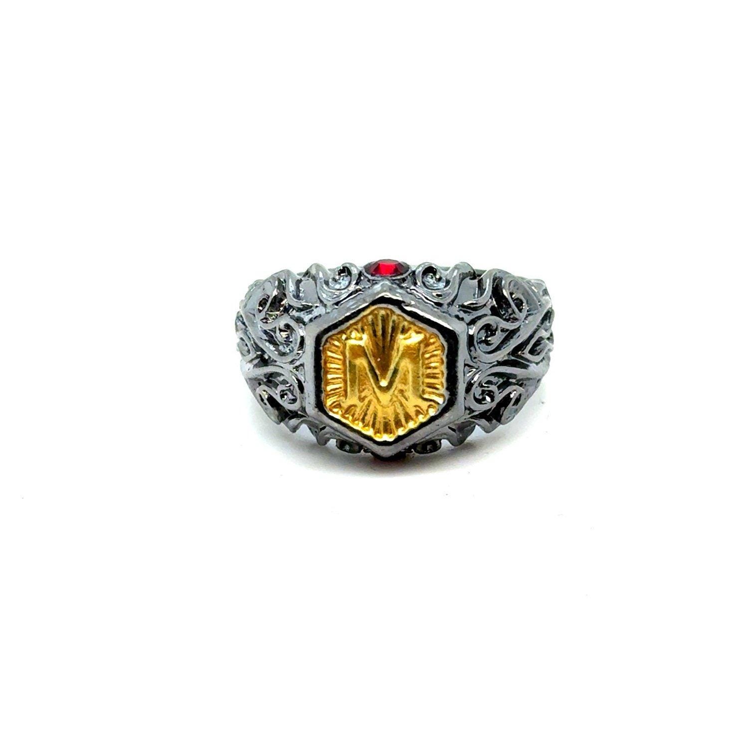 Black Band Golden M Ring