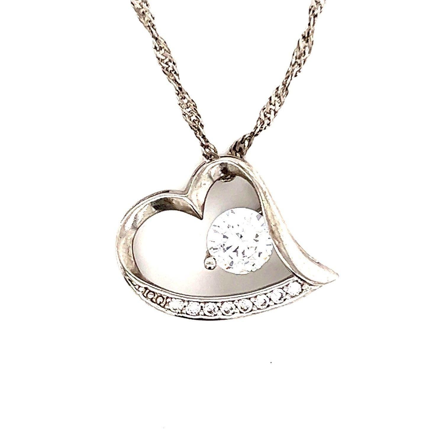 925 Crystal Stud Heart Necklace