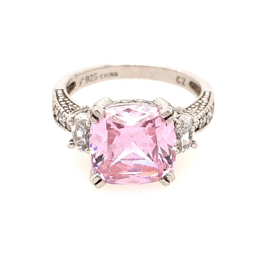 925 Pink/White CZ Ring
