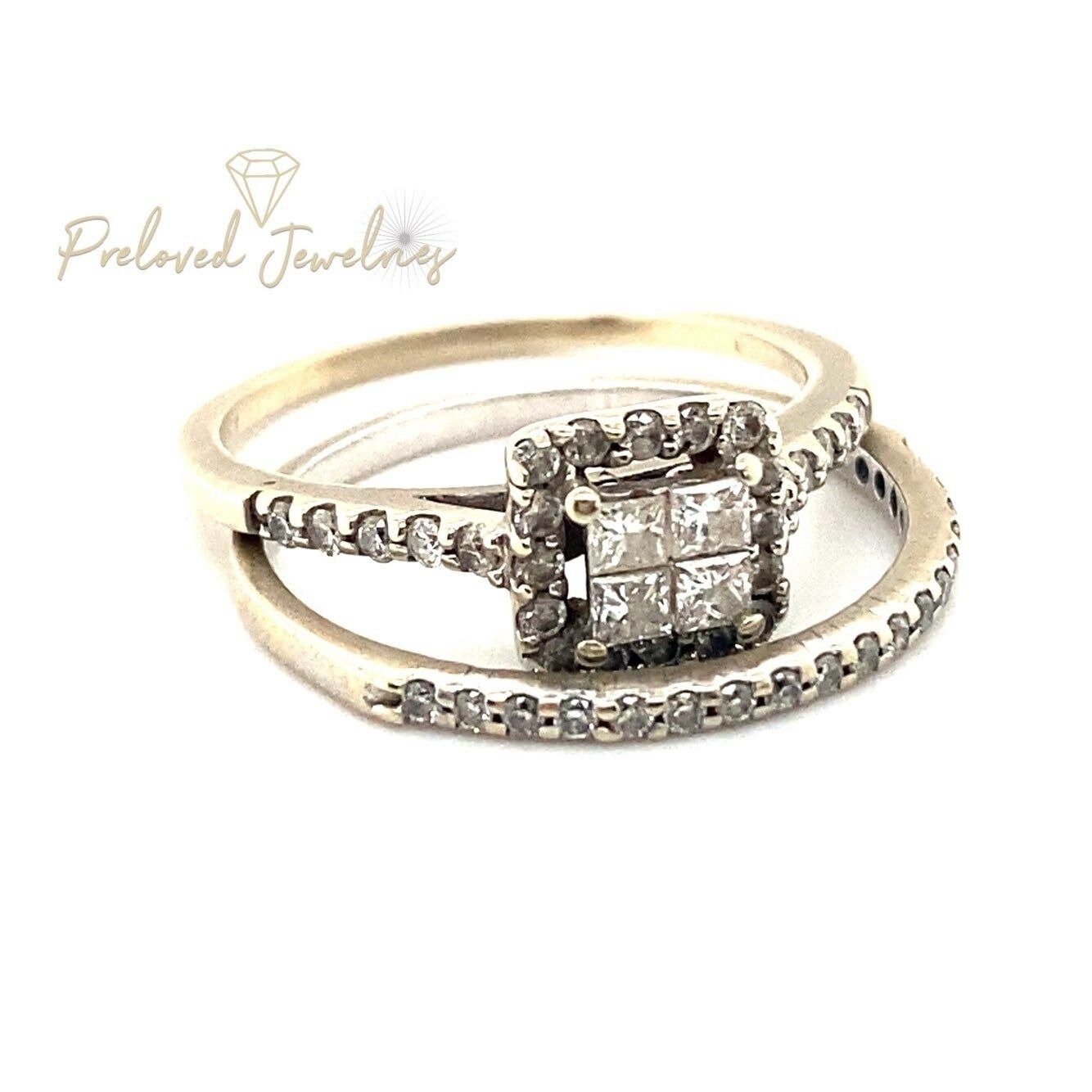 14k WG Diamond Engagement Ring & Band