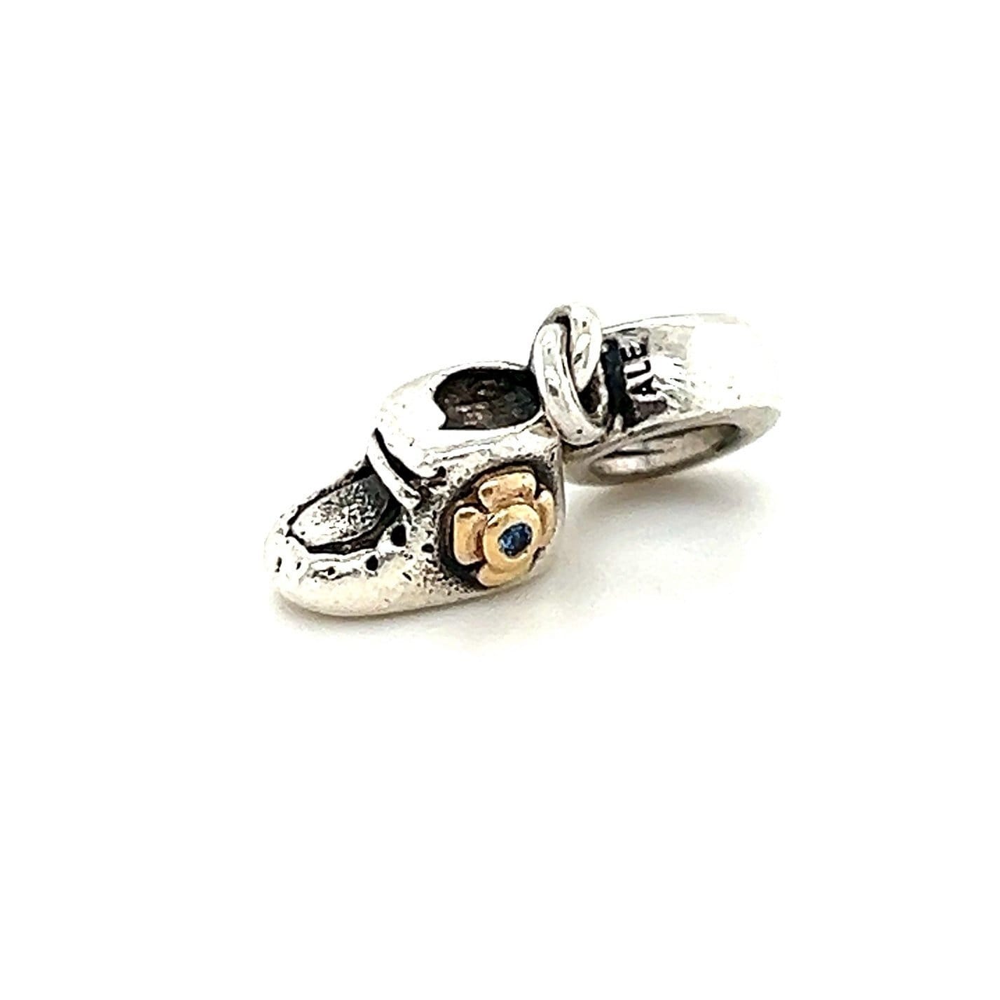 Pandora Two-Tone Blue Cz Baby Shoe Dangle Charm