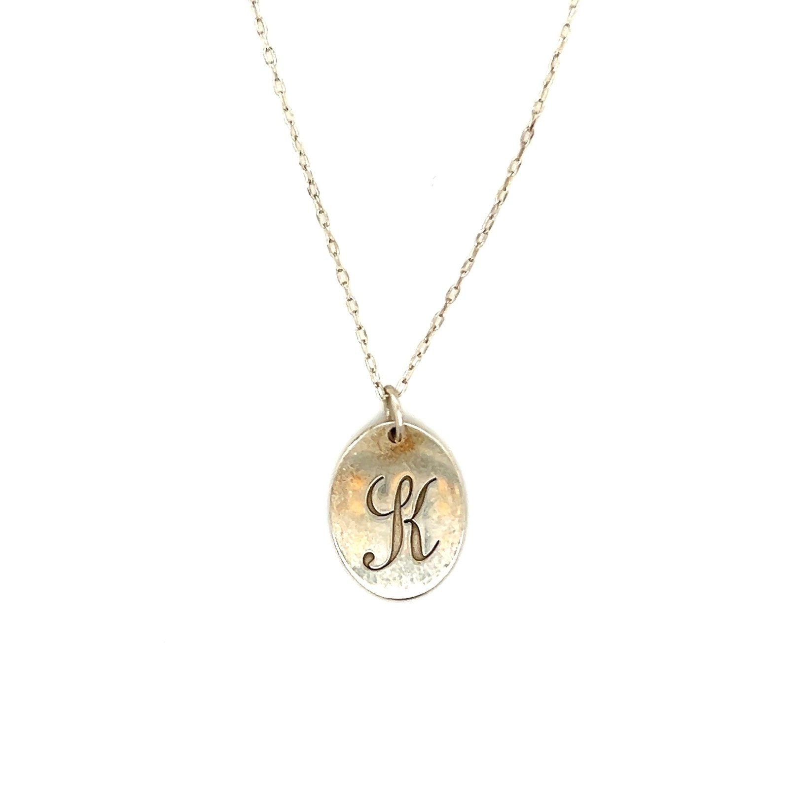 Long 925 Silver Monogram K Necklace