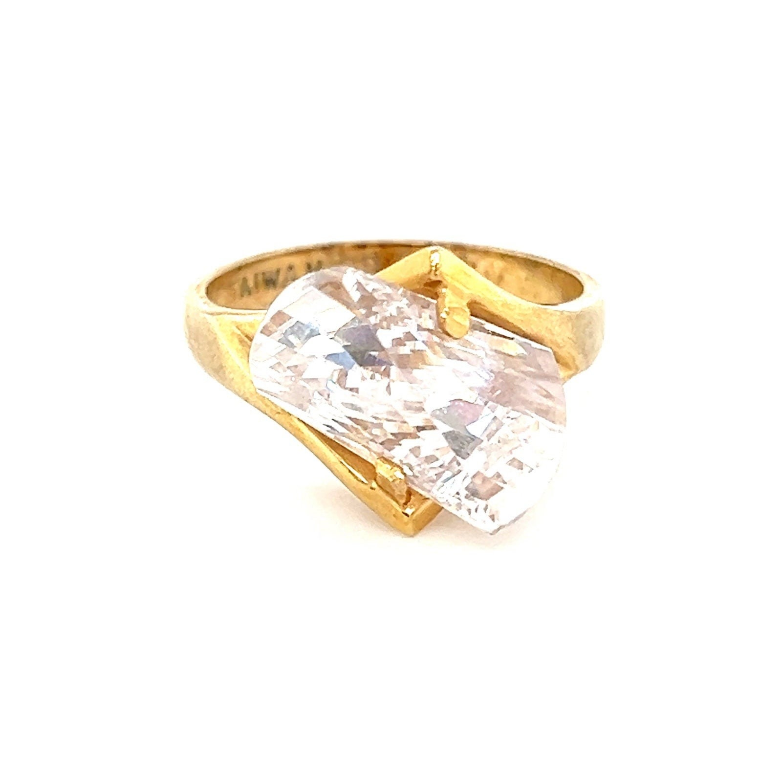 Sterling Gold Vermeil Clear Cz Taiwan Ring