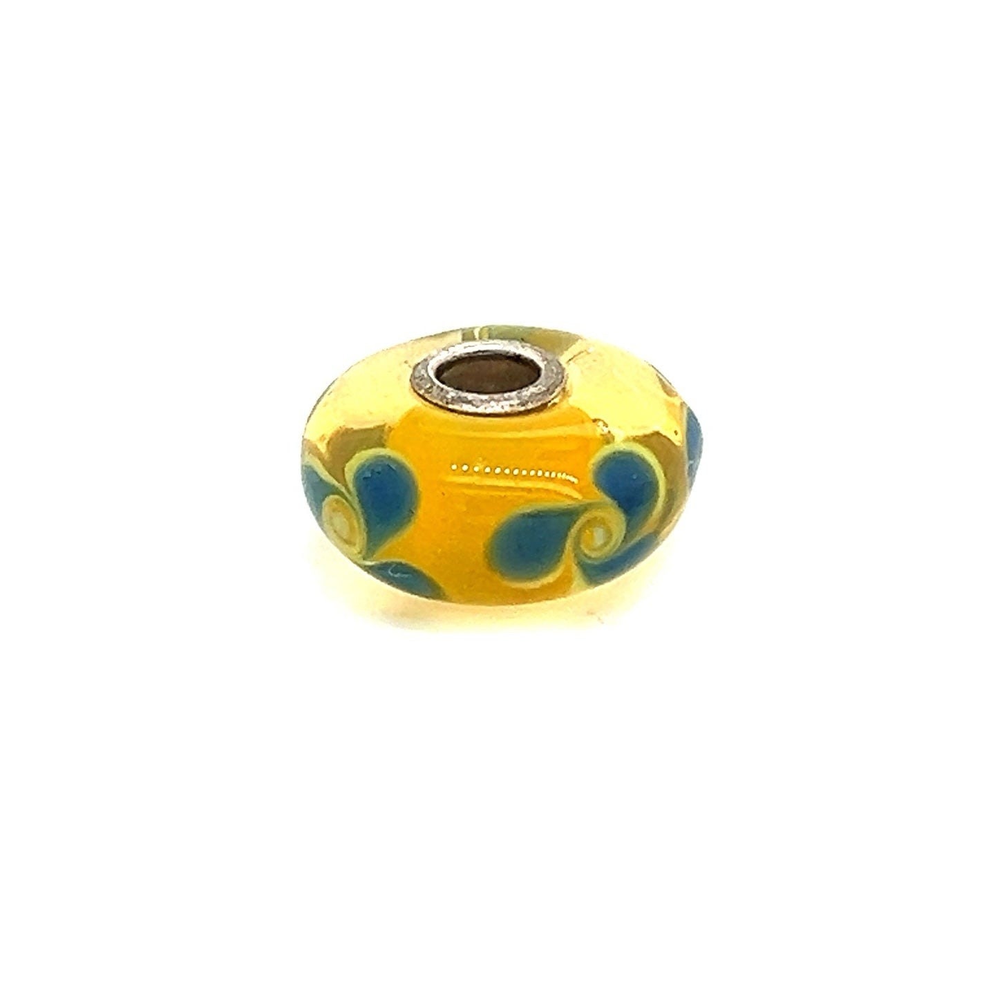 Trollbead Swirl Flower Yellow Glass Bead