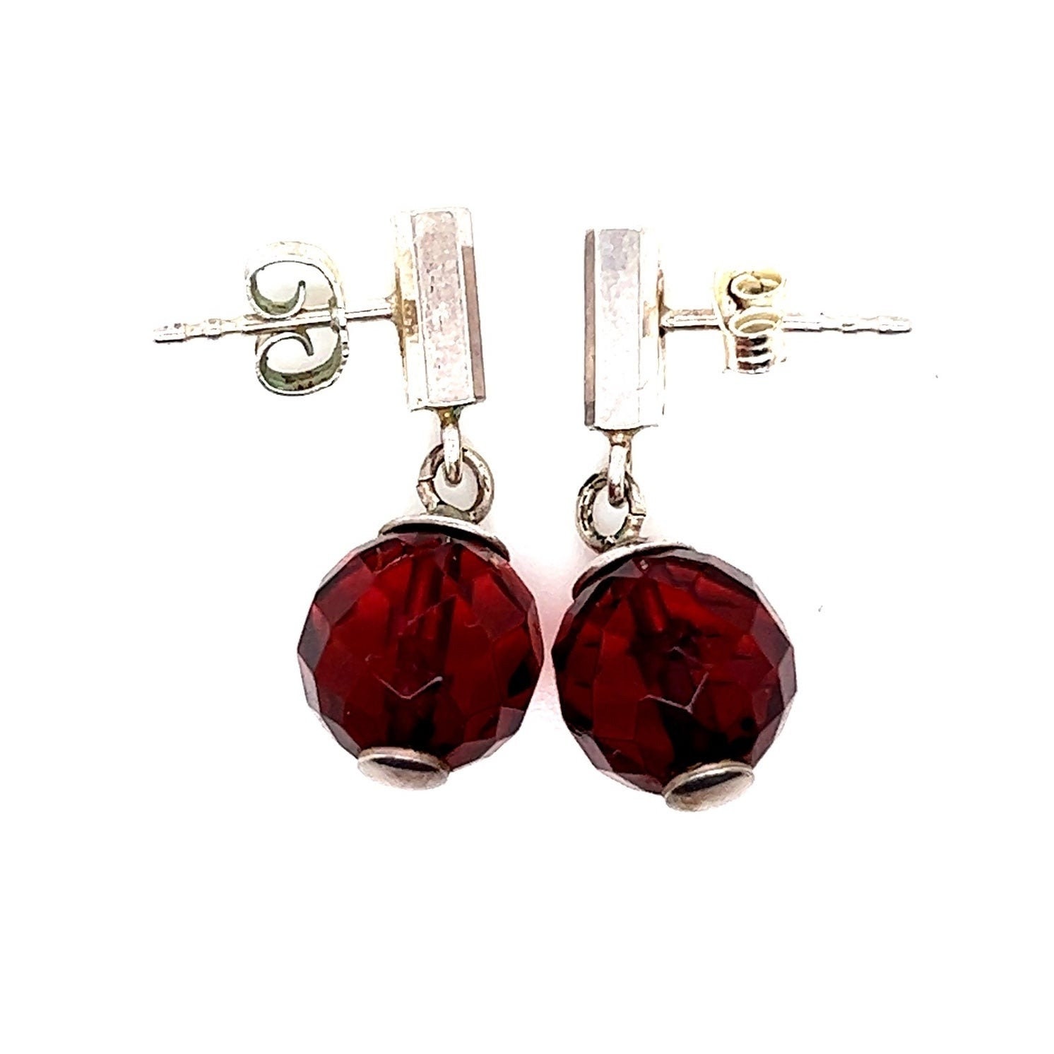 Red Ball Drop Earrings