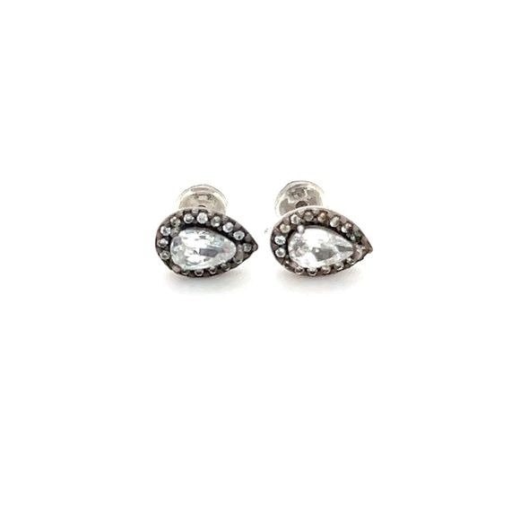 Pandora Sparkling Pear Halo Teardrop Cz Stud