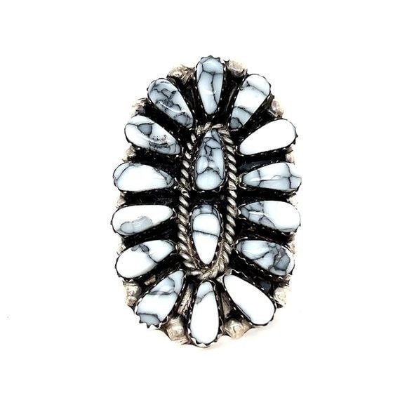 Native American Sterling Silver White Buffalo Ring