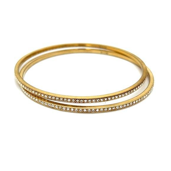 2 Elegant Gold Rhinestones Bangle Set