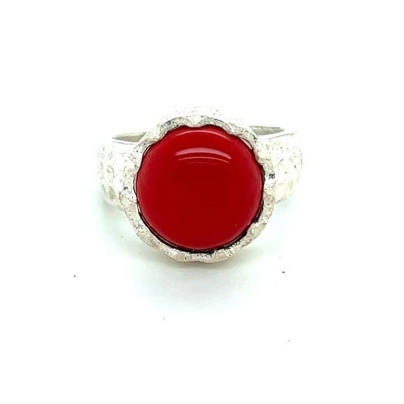 925 Silver Red Stone Ring