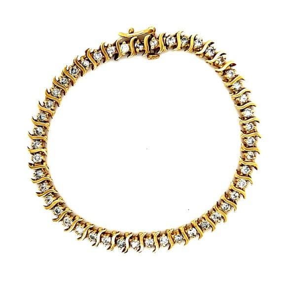 Ladies 14K Gold Diamond Tennis Bracelet