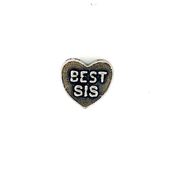 Silver 925 Heart-Shaped 'Best Sis' Charm