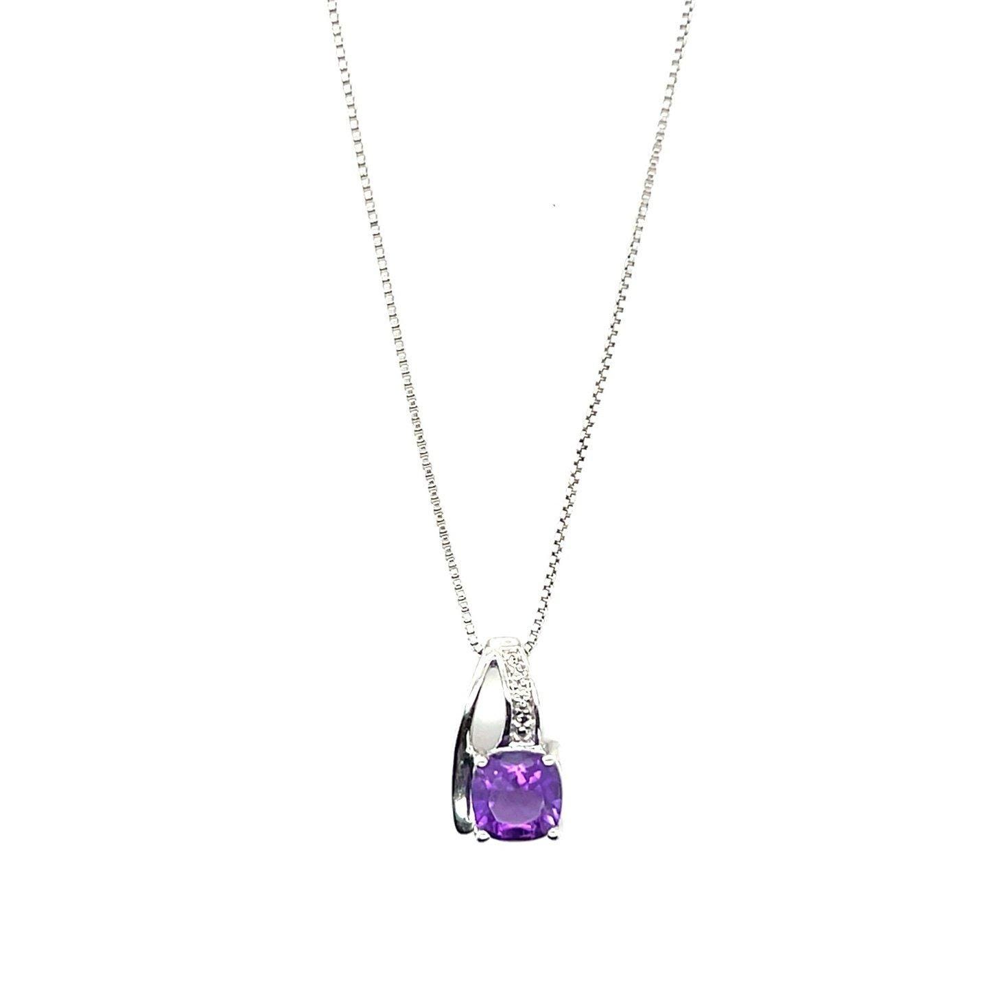 Sterling Silver 925 Amethyst Pendant Necklace