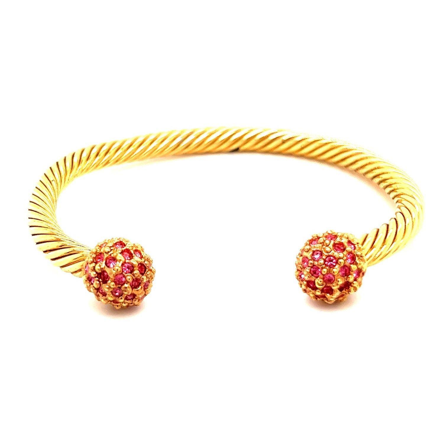 Gold Tone Faux Rubies Cuff bracelet