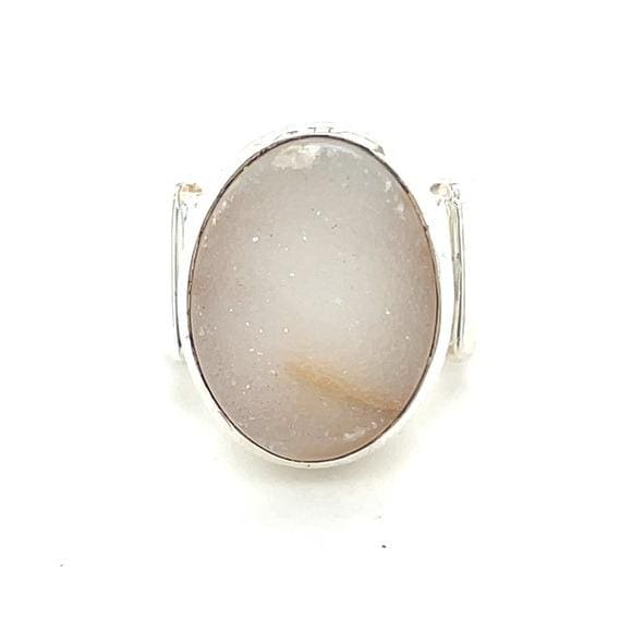 Elegant Silver 925  Oval Druzy Ring