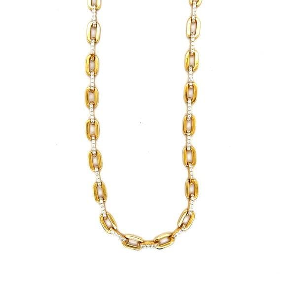 925 Gold Vermeil Cz Link Necklace