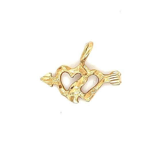 Small 14k Gold Entwined Heart with Arrow Pendant