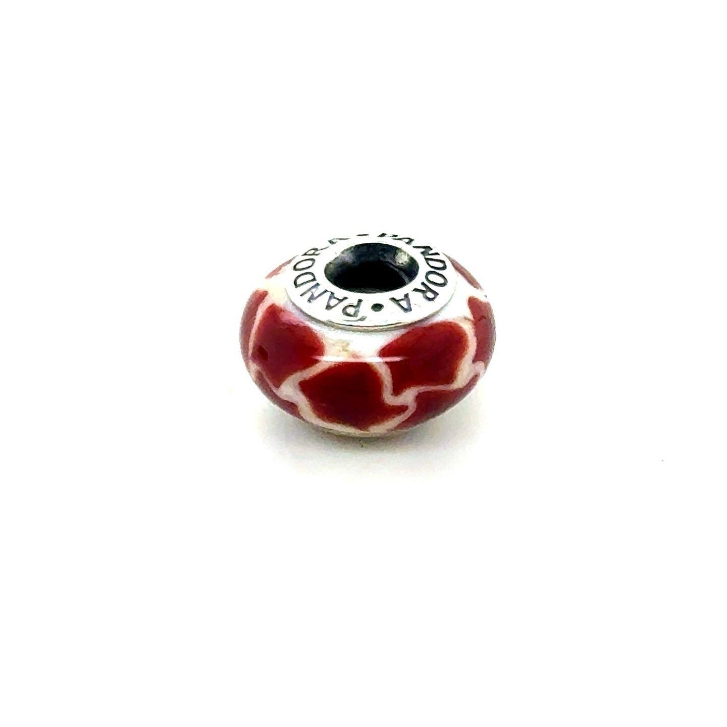 Beautiful Little Red/White Patches Murano Glass Charm