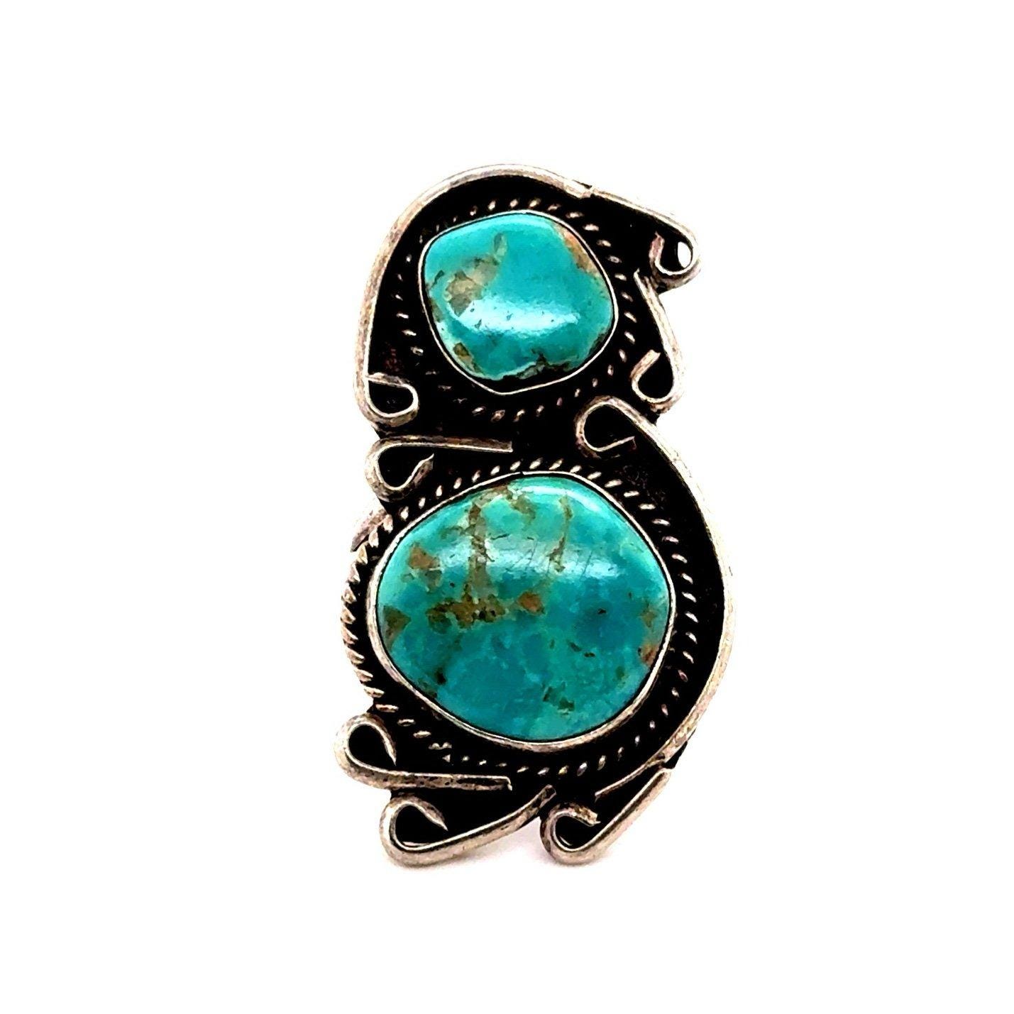 Large 2-Turquoise Silver Ring