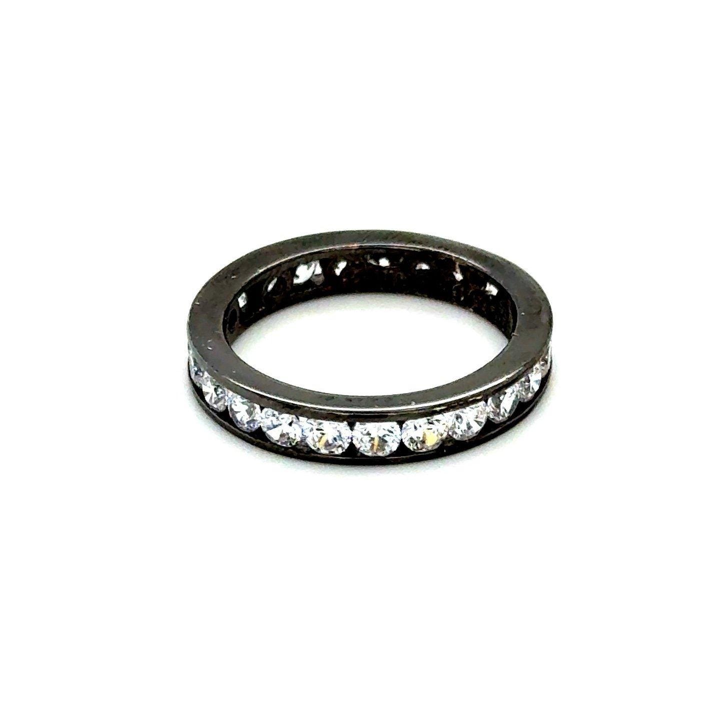 925 Black Band Eternity Cz Ring