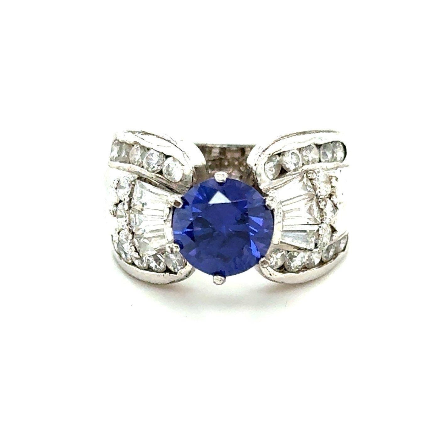 925 Blue/White Cz Ring