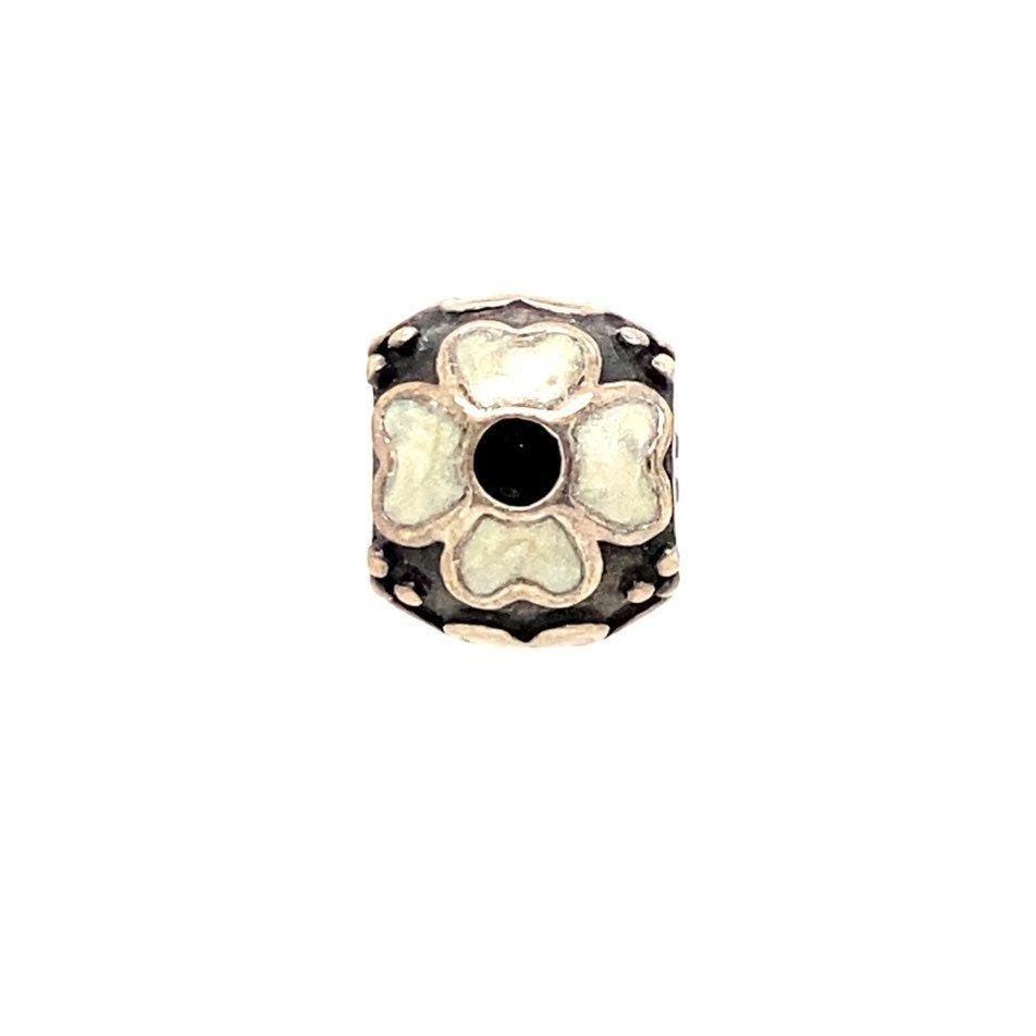 Pandora Light Teal with Black Dot Flower Charm