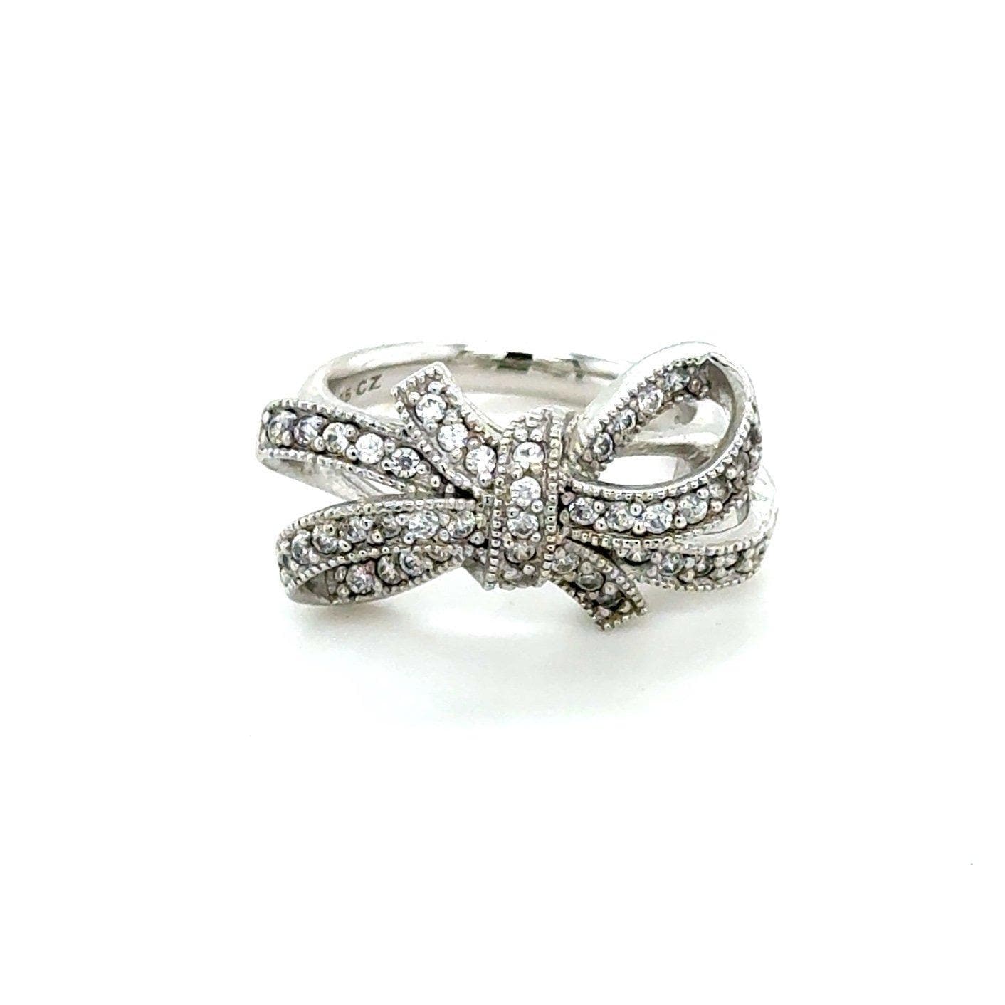Cute Silver 925 Cz Bow Ring
