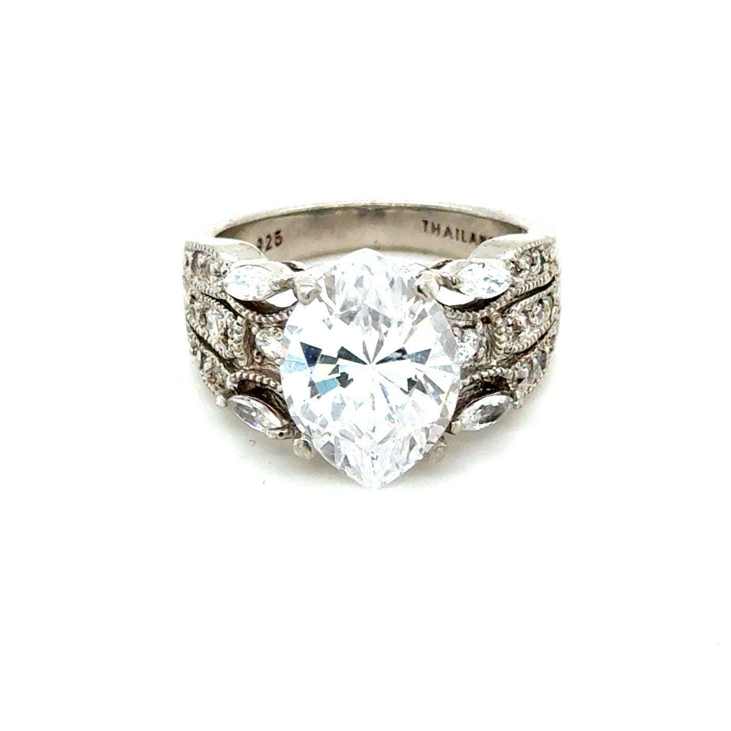 Shiny Cubic Zirconia 925 Silver Ring