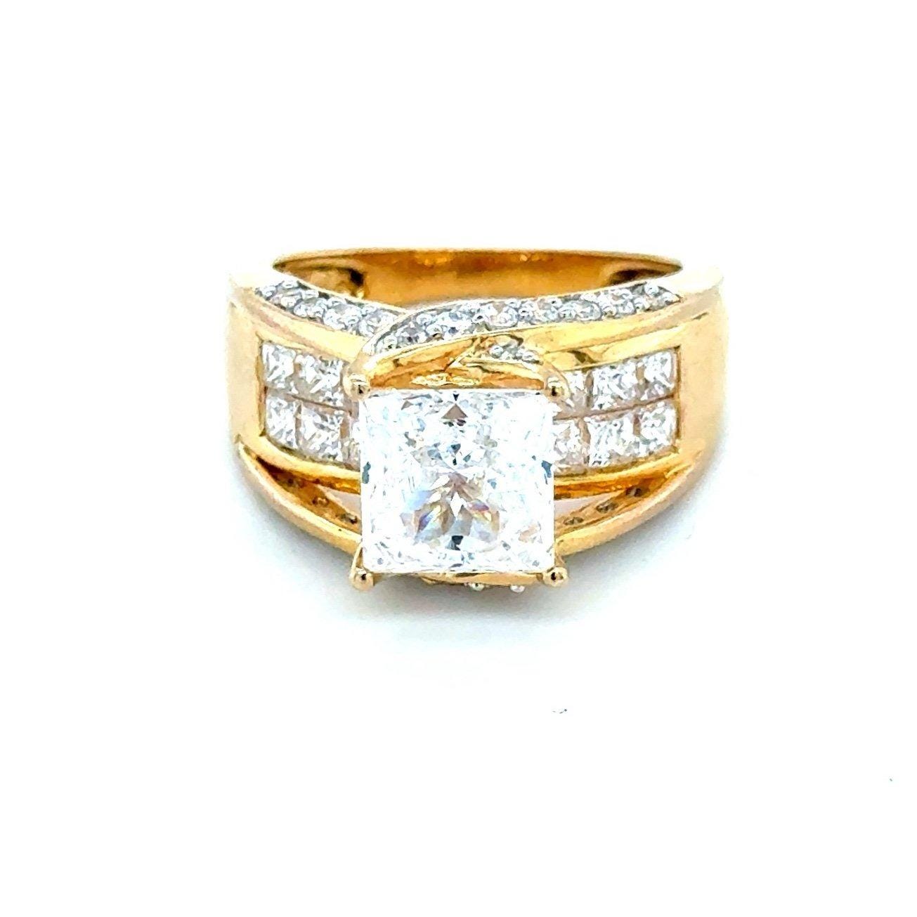 Fever Glitter Zircon Chunky 925 Gold Vermeil Ring