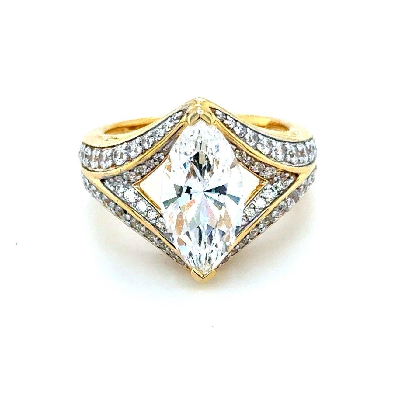 Dazzling 925 Gold Vermeil Cz Ring