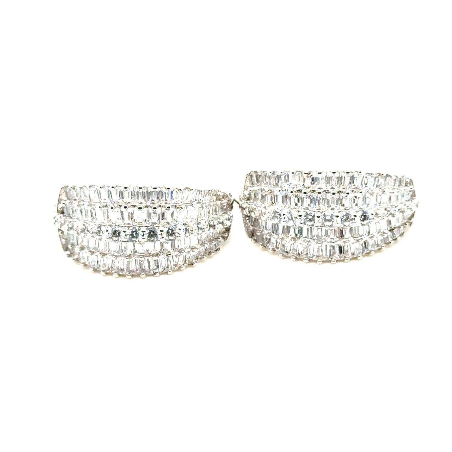Sparkling 925 Silver Layer of CZ’s Hoops Earrings