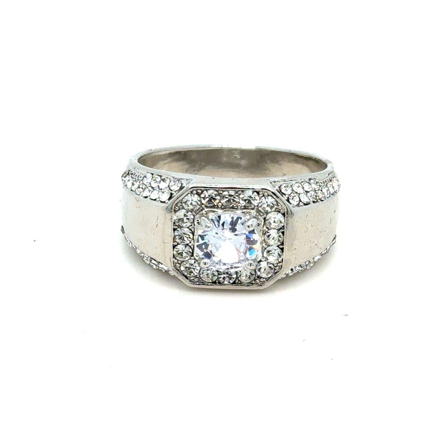 Silver Dazzling Crystals Ring