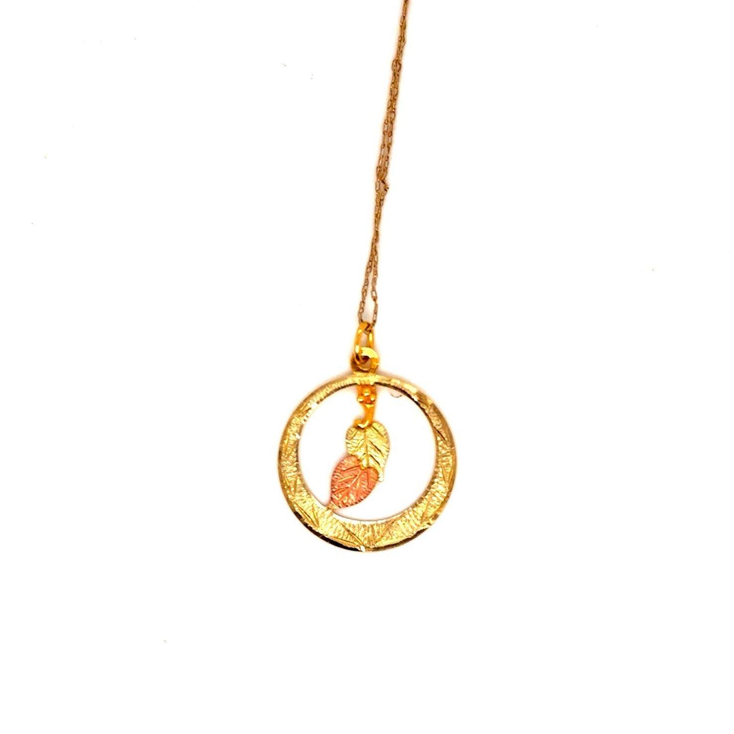 10k Circle Leaf Black Hills Gold Necklace