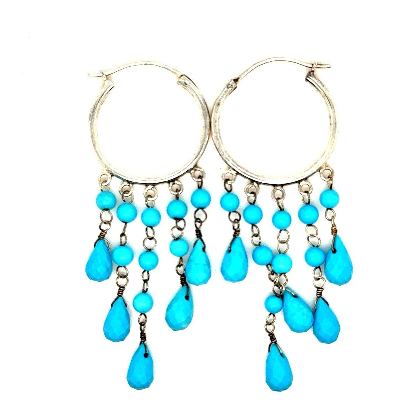Silver Turquoise Chandelier Earrings