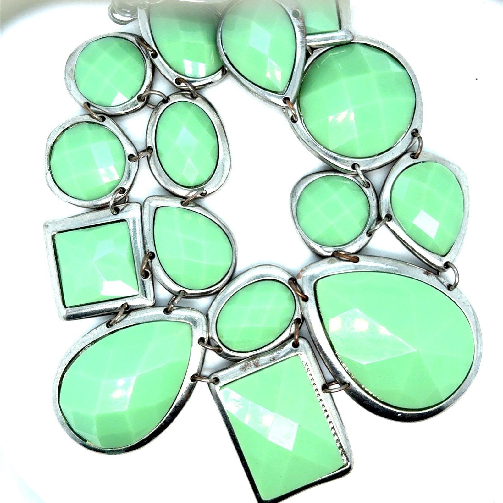 Green Colored Stones Statement Necklace