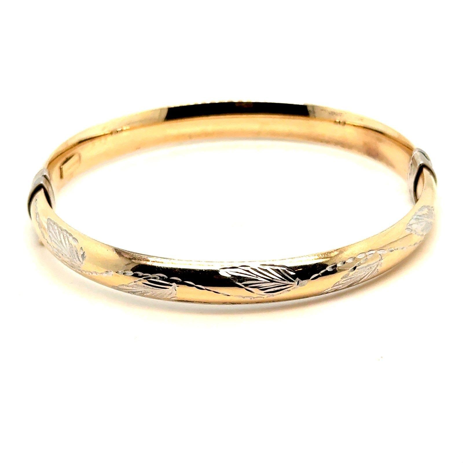 Vintage Two-Tone Leaf Design Bangle