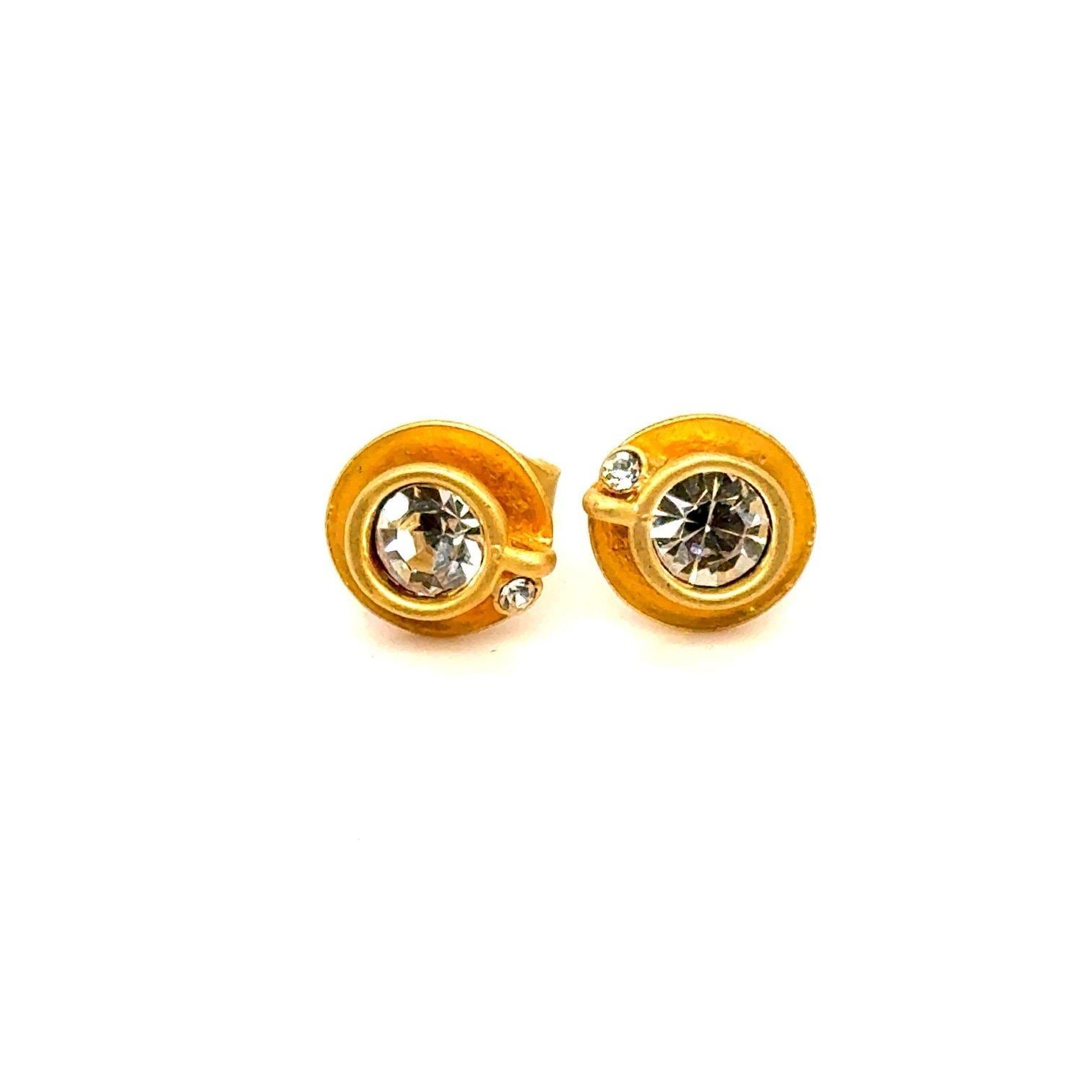 Golden Cz Stud Earrings