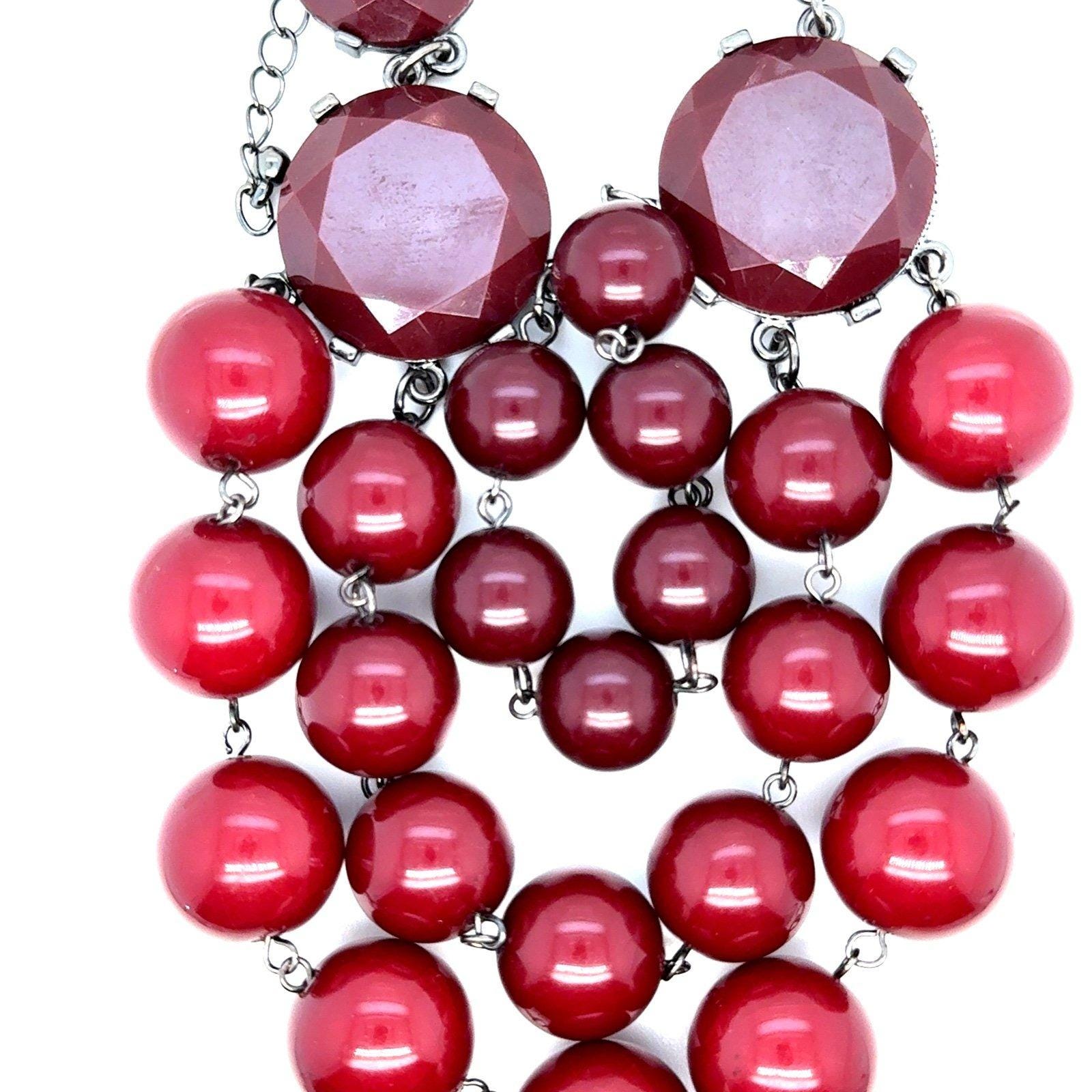 Lovely Red Stones Statement Necklace
