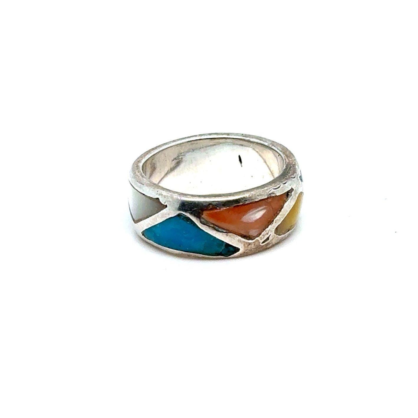 Silver Multicolor Band Ring