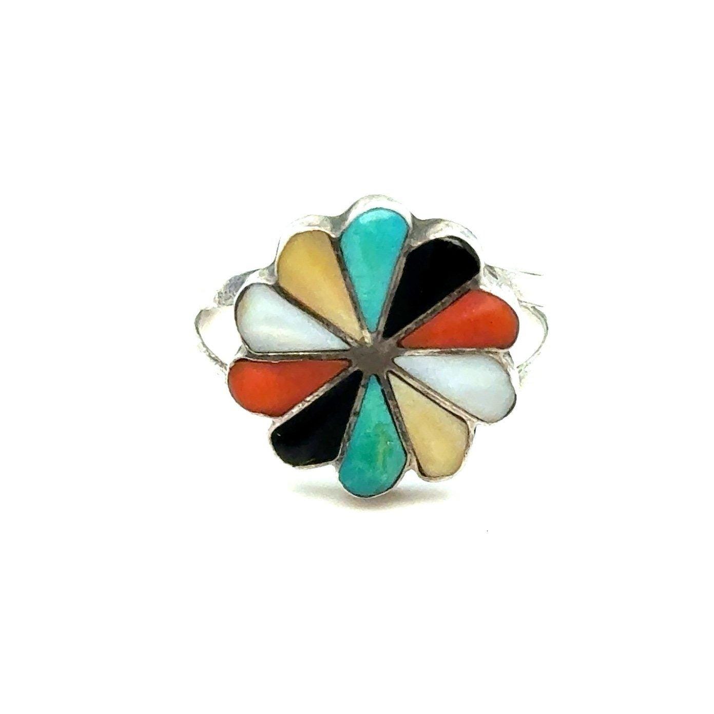 Zuni Sterling Multicolor Stones Ring