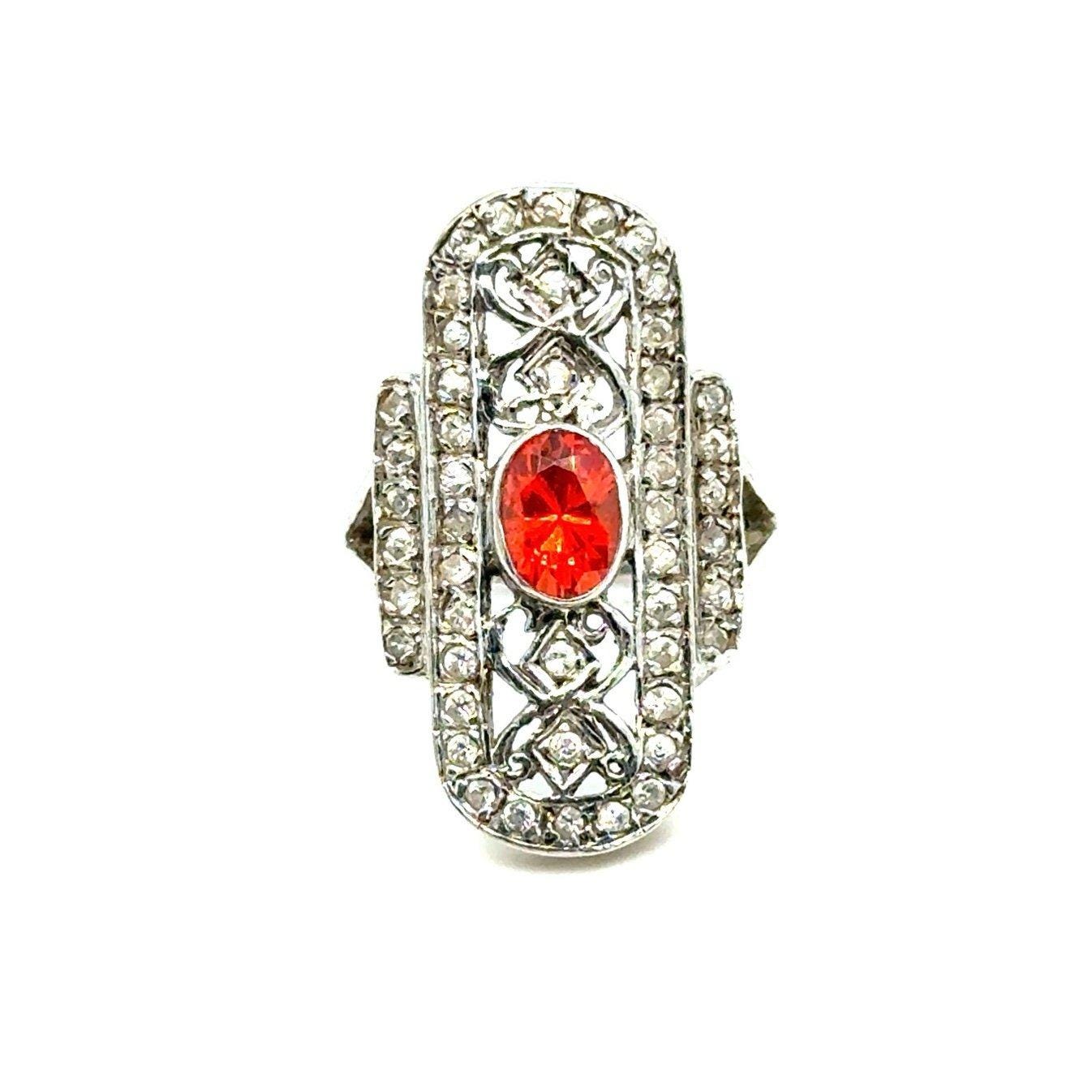 Victorian Design Orange / White Stones Ring