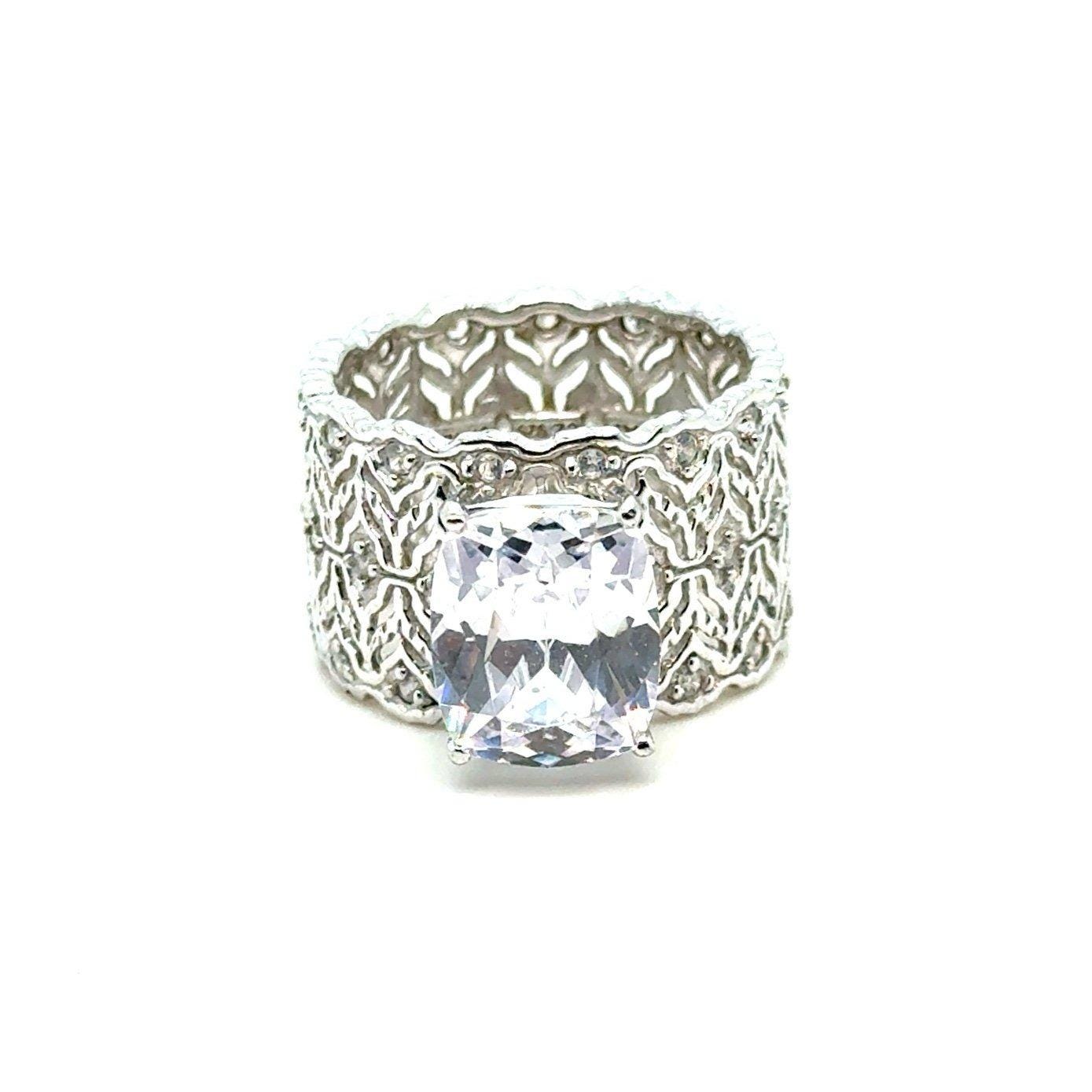 Silver 925 Large Cz Laced Ring