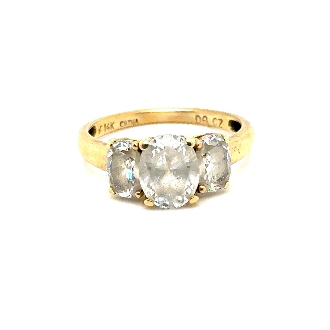 14K Gold 3-Cz Ring